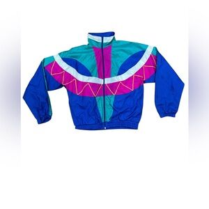 Vintage Fusilli 90s Multicolor Windbreaker Kids Jacket Size Large 14